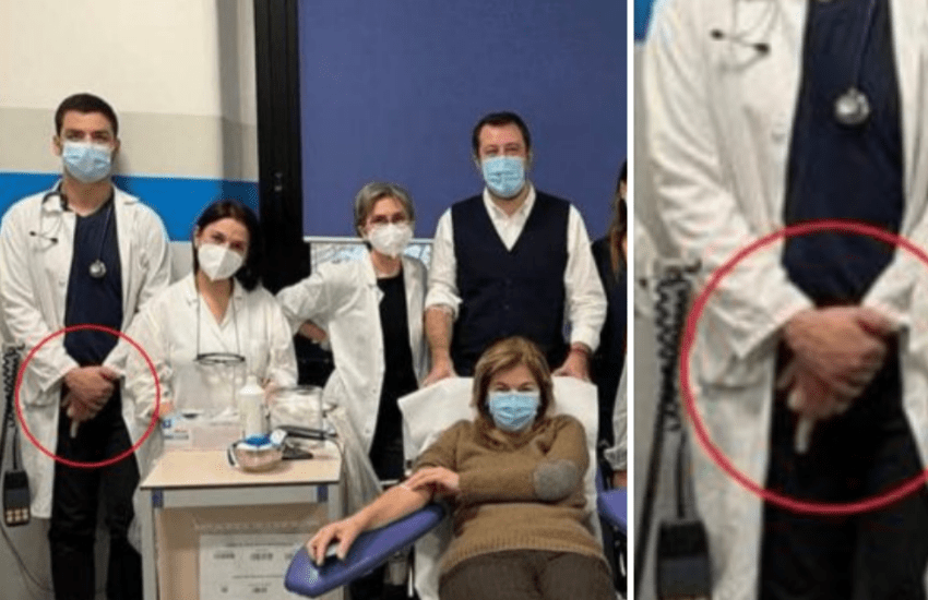 Dito medio del medico a Salvini mentre dona il sangue: scoppia il caso