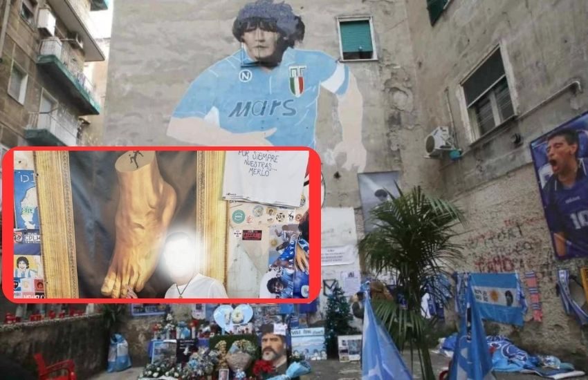Mistero a Napoli. Rubato ai Quartieri Spagnoli il quadro del piede sinistro di Maradona