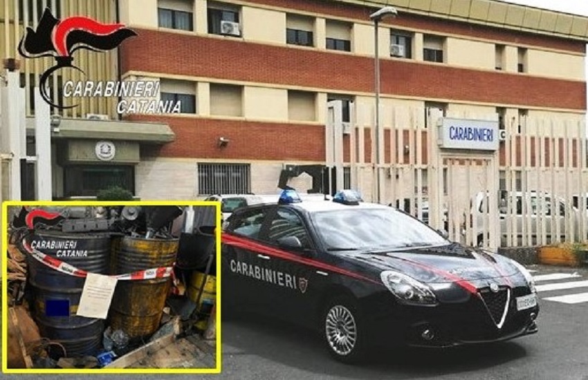 Randazzo, due fusti da 20 litri di oli esausti in autofficina: denunciato dai Carabinieri 46enne