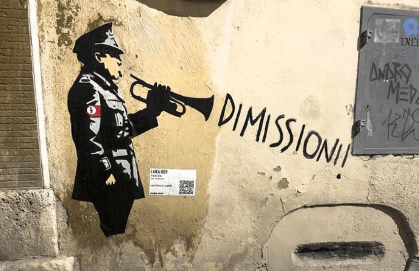 In via Rasella spunta il murale contro La Russa