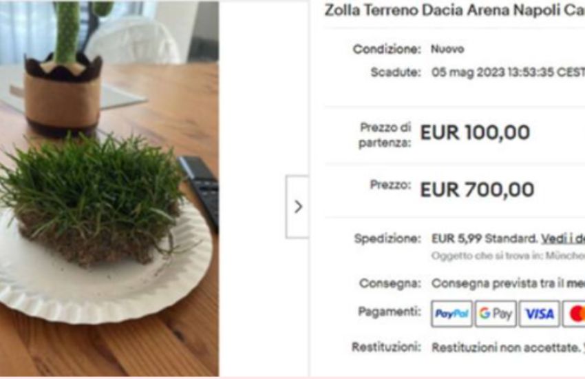 Napoli: follia, i tifosi vendono su Ebay una zolla della Dacia Arena a 700€