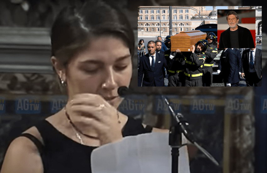 Andrea Purgatori, le lacrime della figlia Victoria: “Ti voglio bene, papi” (VIDEO)
