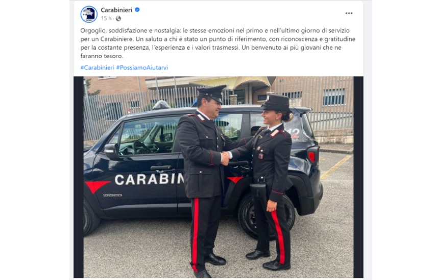 I carabinieri di Sezze nuovamente sulla pagina facebook ufficiale dell’Arma