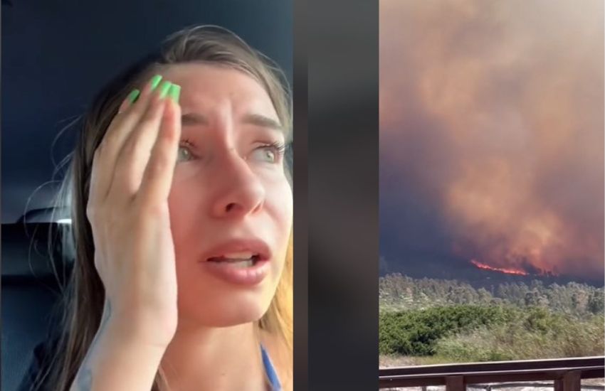 Elisa Esposito, la prof del corsivo, fugge in costume tra gli sfollati in Sardegna per gli incendi [VIDEO]