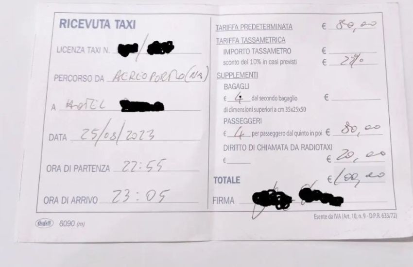 Tassista chiede 100 euro per una corsa di 7 km: “Turisti allibiti”