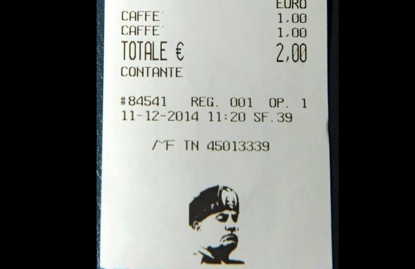 Compare il volto di Mussolini sullo scontrino di un bar. La proprietaria replica alle accuse di fascismo