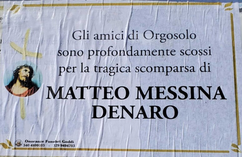 Sardegna: “Profondamente scossi per la morte di Messina Denaro”, ad Orgosolo i manifesti funebri per il boss della mafia