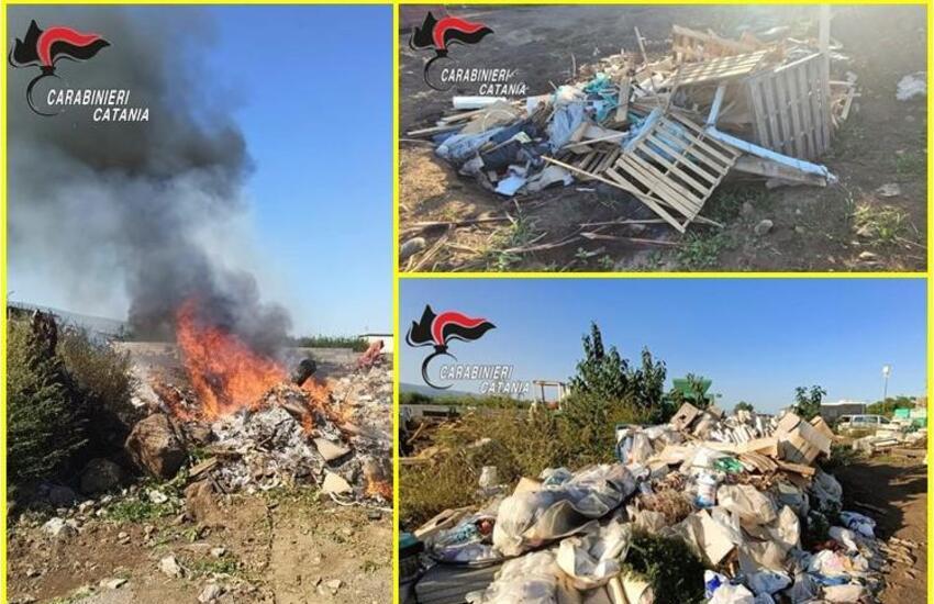 Giarre, bruciano rifiuti speciali di una discarica abusiva: denunciati in tre
