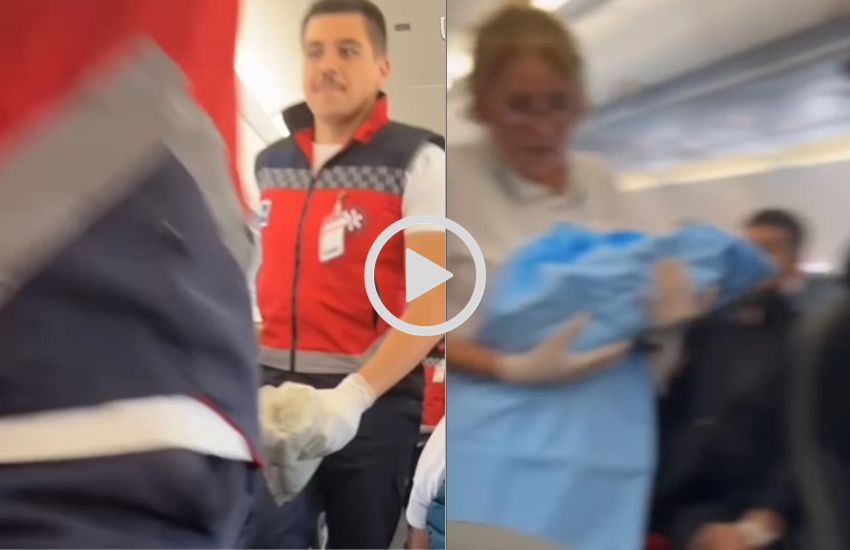 Entra in travaglio prima del decollo: donna partorisce sull’aereo [VIDEO]