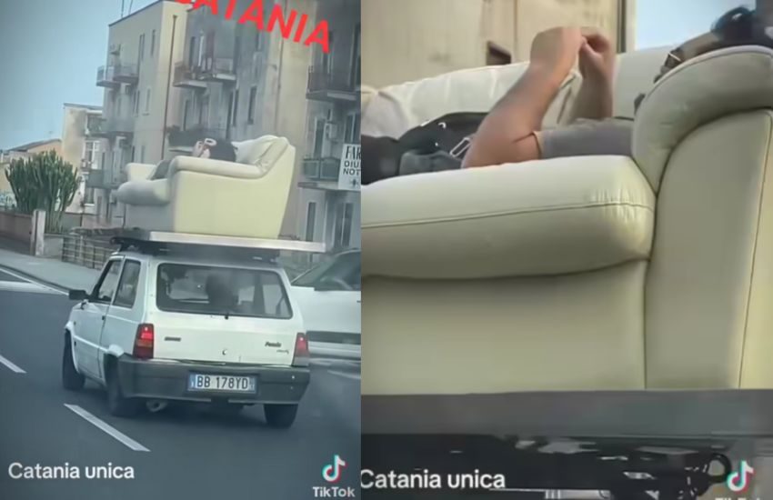 Catania, identificato e sanzionato il conducente della Panda: “Non sapevo ci fosse qualcuno sul divano”