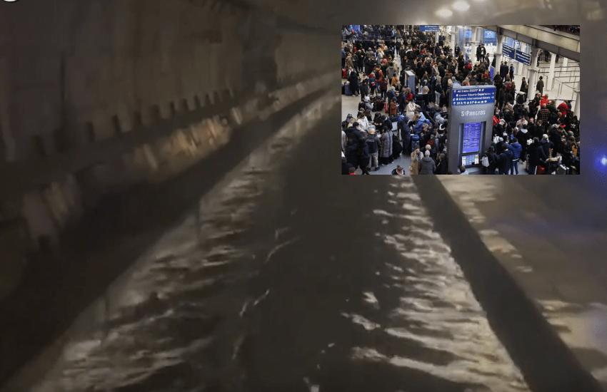 Tunnel allagato: tutti i treni da e per Londra cancellati (VIDEO)