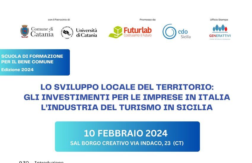 Catania, “L’industria del turismo in Sicilia”, secondo seminario della Scuola di Formazione per il bene Comune