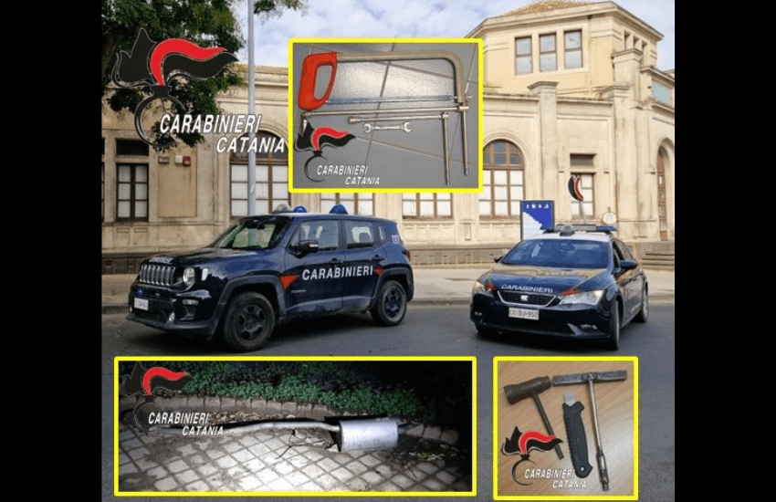 Caltagirone, arrestati dai Carabinieri due 20enni sorpresi a smontare catalizzatori dalle auto  