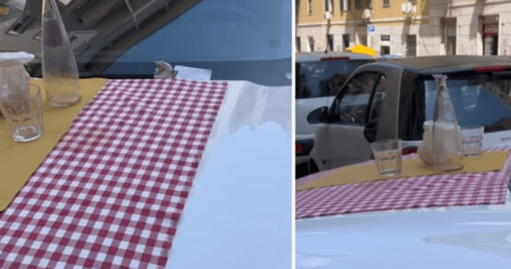 Roma, parcheggia davanti al ristorante sul marciapiede: il Suv viene apparecchiato… (VIDEO)