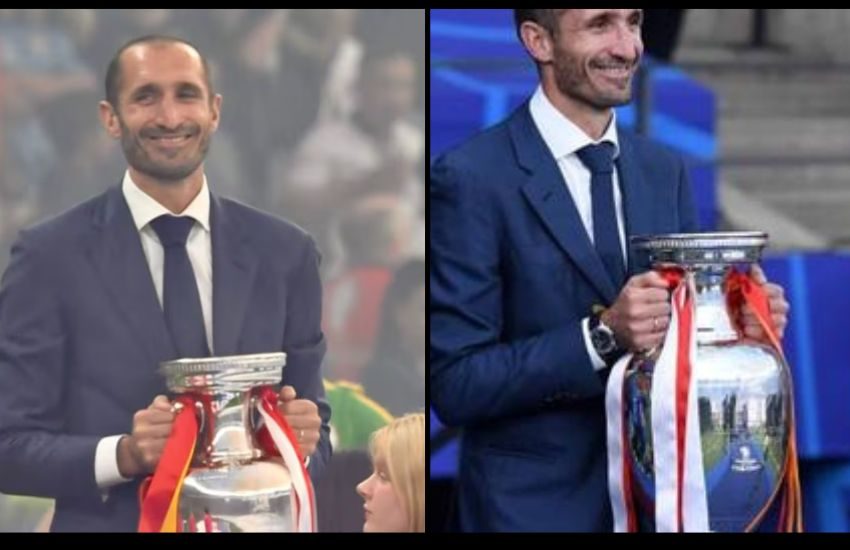 Chiellini fischiato dai tifosi inglesi mentre riconsegna la coppa nella finale degli Europei