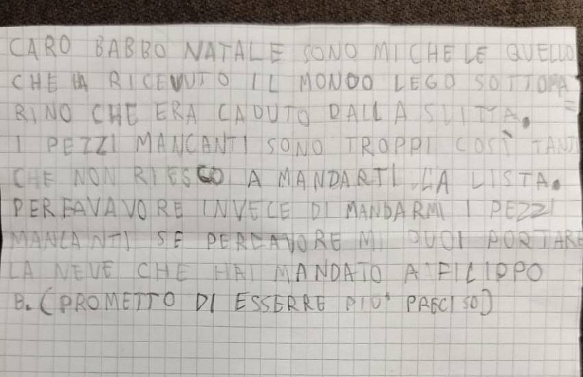 Gioco danneggiato, il piccolo Michele chiede un cambio a Babbo Natale ma non lascia recapito. L’appello dell’associazione pontina MDF per rintracciarlo