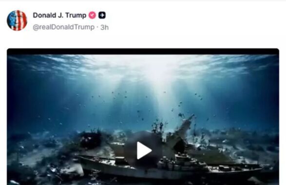 Trump pubblica un video creato con l’IA: nel filmato navi iraniane affondate